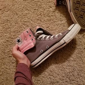 High Top Pink and Grey Converses